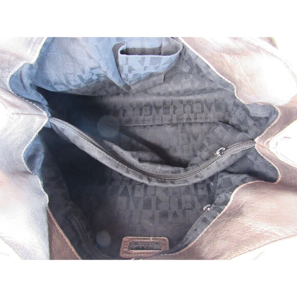 Auth Furla Metallic Bronze Gold Leather Satchel Tote Crossbody Handbag - Picture 14 of 16